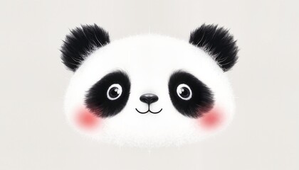 Obraz premium Adorable Cartoon Panda Face Smiling Sweetly on Clean White Background