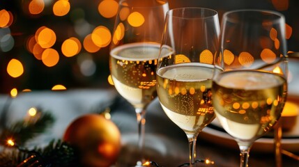 Celebrate the season with friends at a jolly party, filled with food, laughter, and sparkling champagne to cheer the night