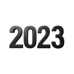 year 2023 text black isolated on transparent background