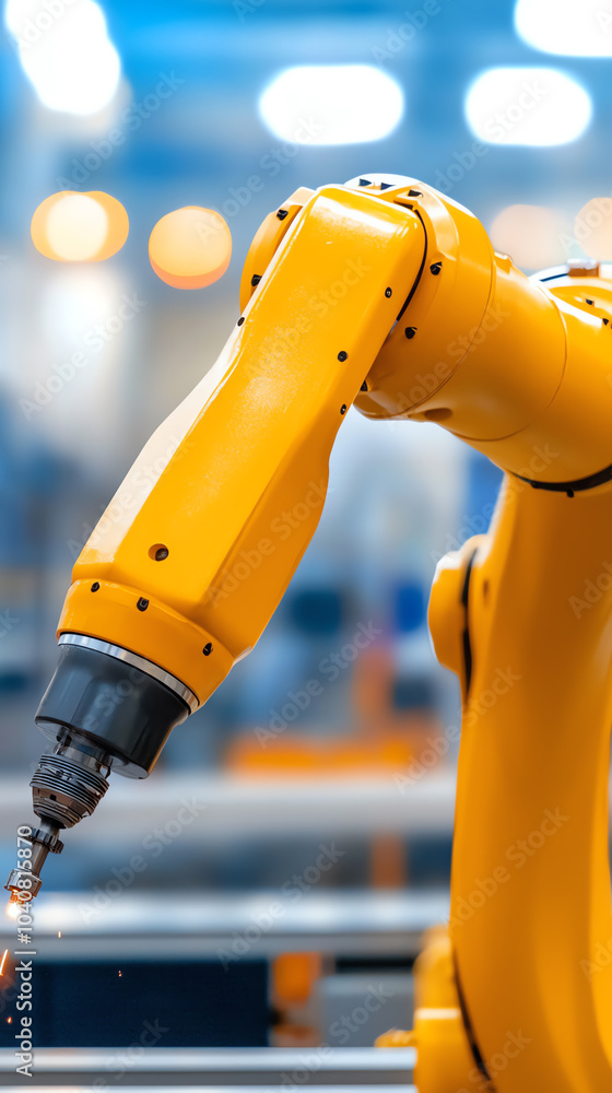 Poster advanced robotic arm in action innovating modern industry with precision and efficiency