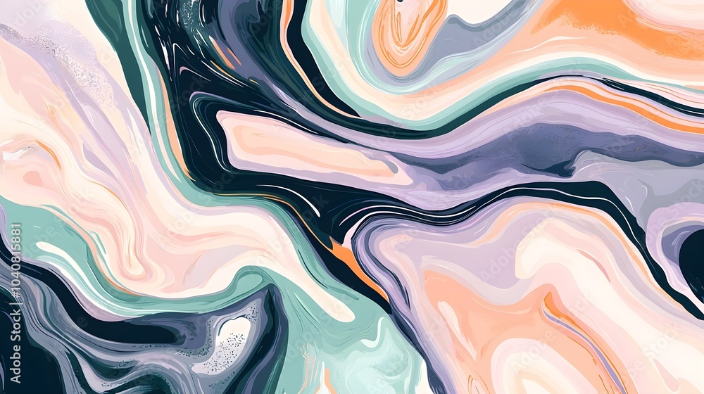 Poster calming abstract patterns with fluid waves