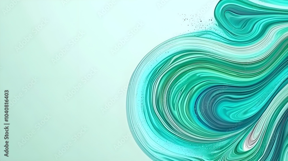 Poster flowing abstract design of fluid shapes in motion