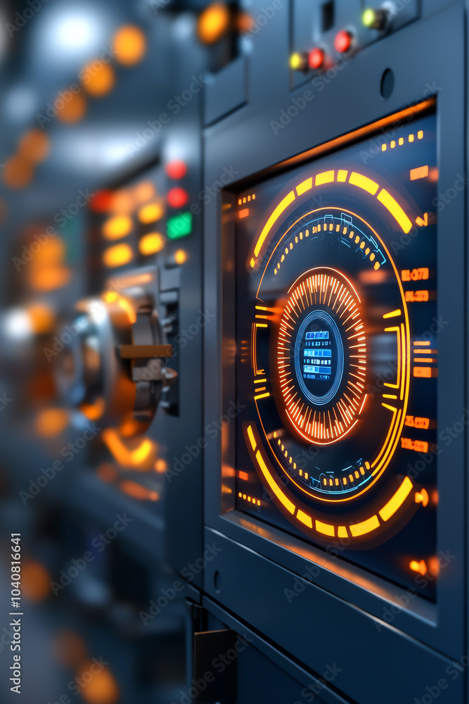 Poster exploring advanced technology a close-up of modern control panels and interfaces in industrial setti