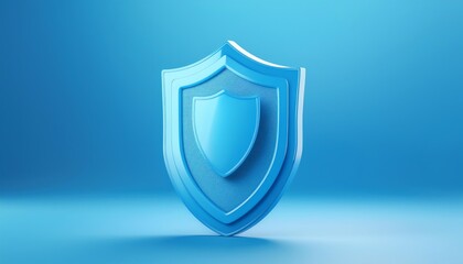 A stylized blue shield on a blue background, symbolizing protection, security, and defense.