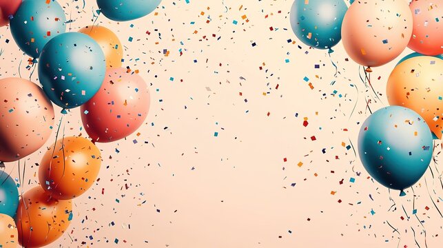 beautifully designed birthday invitation card, adorned with colorful balloons and confetti, inviting guests to a fun celebration