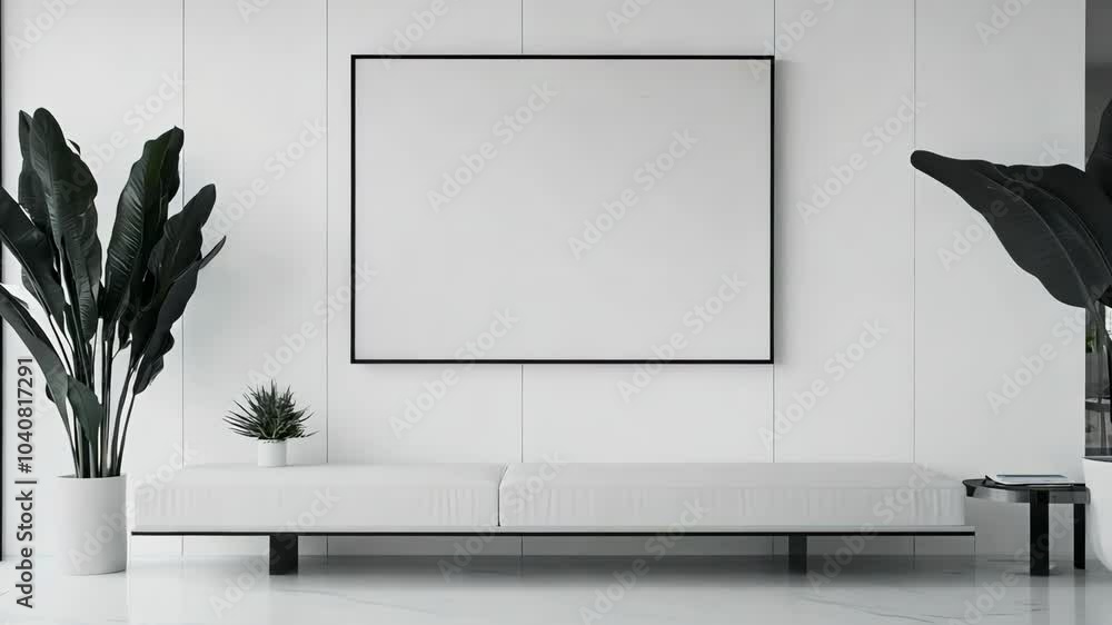 Poster minimalist empty room with a blank frame