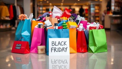 Holiday Gift Haul Colorful Black Friday Shopping Bags