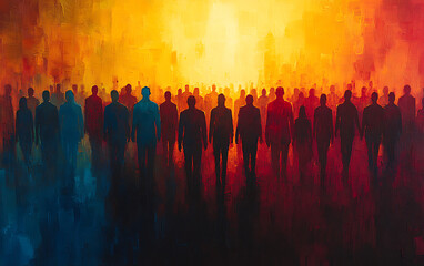 Vibrant Abstract Art: Diverse Global Community Illustration