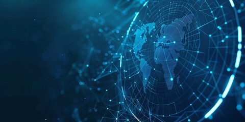 Obraz premium a blue world map with dots and lines