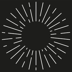 Sunburst icon. Radiating lines. Bright explosion symbol. Simple graphic element.