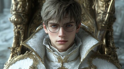 Elegant Young Man with Short Hair and Glasses