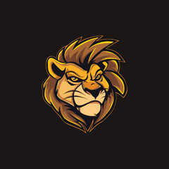 Obraz premium Character head lion logo icon flat vector illustration