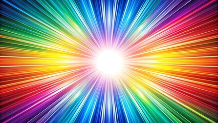 Obraz premium A radiant burst of luminous color lines converge toward a blindingly bright center, radiating an aura of energetic brilliance.