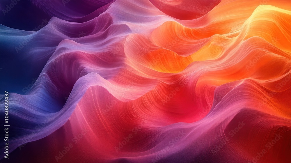 Poster vibrant abstract waves in warm colors creating a dynamic visual flow.
