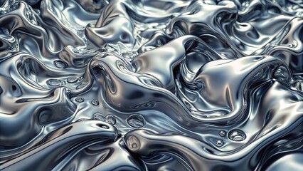 Abstract Metallic Flow, Shimmering and Reflecting Light, Capturing the Essence of Fluid Movement and Depth