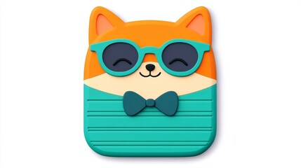 Cartoon fox wearing sunglasses and a bow tie.