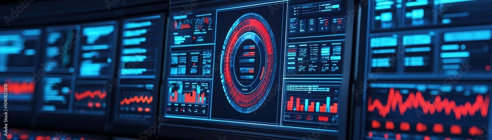 Aufkleber futuristic data display with vibrant colors and graphs, showcasing technology insights on digital sc