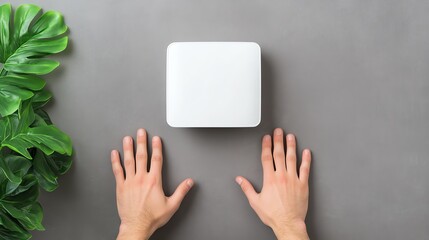 Obraz premium 3D automatic hand dryer with a sleek white design, mounted on the wall, hand dryer, modern bathroom technology