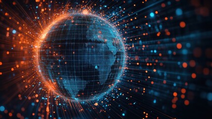 Obraz premium Abstract Digital Art of Glowing Earth with Particles
