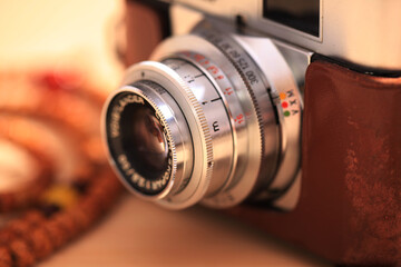 Vintage film camera, close-up