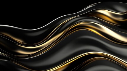 Obraz premium Abstract Gold Wave Design on Dark Background
