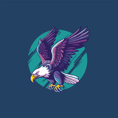 Fototapeta premium Eagle character logo design flat vector illustration