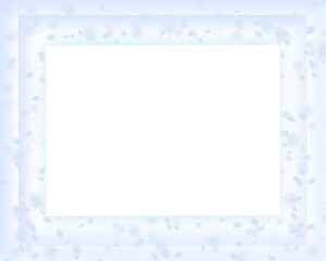 Blue light snowflakes frame, winter snowfall border transparent background