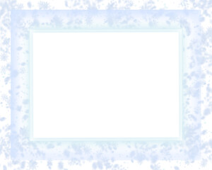 Blue light snowflakes frame, winter snowfall border transparent background