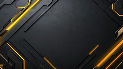 Naklejka premium Dark Tech Background with Sharp Glowing Elements