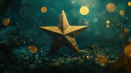 Dazzling Star with Glowing Yellow Light Burst