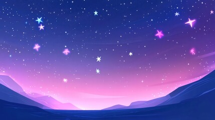 Dreamy Starry Sky Illustration with Neon Colors