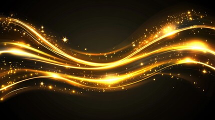 Obraz premium Glowing Gold Light Waves Illustration