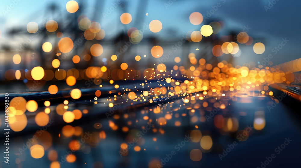 Poster bright sparks reflect off water, creating mesmerizing display of light and color. scene captures bea