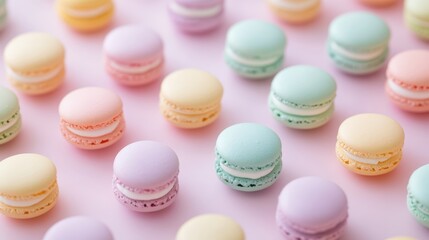 Obraz premium Exquisite macarons, a colorful closeup of sweet delights closeup