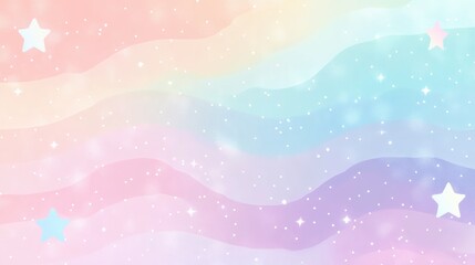 Soft Neon Dreamy Sky with Glowing Stars