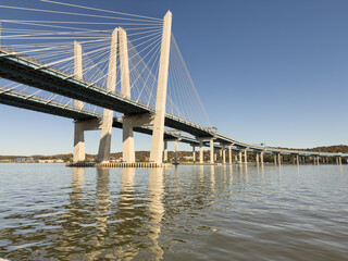 Twin cable-stayed bridge over Hudson River between famous Tarrytown and Nyack in the State of New York