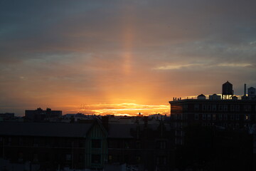 Naklejka premium Colorful sunset in New York city