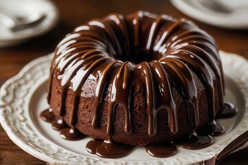 a delicious chocolate pound cake from top view