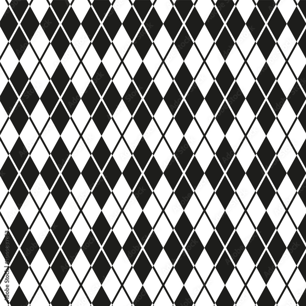 Poster black checkered pattern. seamless geometric grid. diagonal diamond texture. monochrome vector backgr