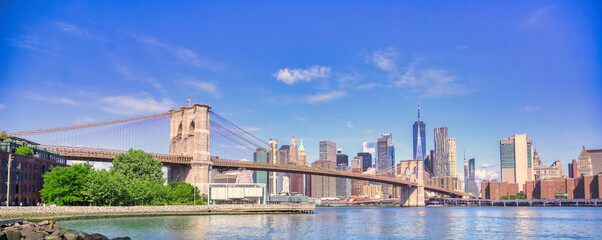 The New York City skyline from Brooklyn, New York.