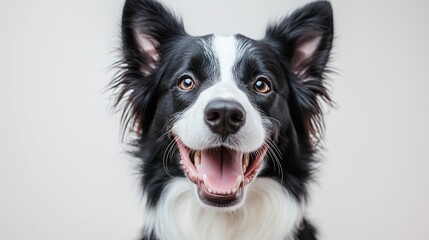 Portrait of a happy smiling Collie dog on a white background
