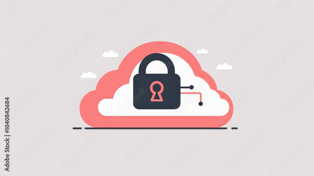 Poster secure cloud storage with padlock symbolizing data protection and privacy. image conveys sense of sa