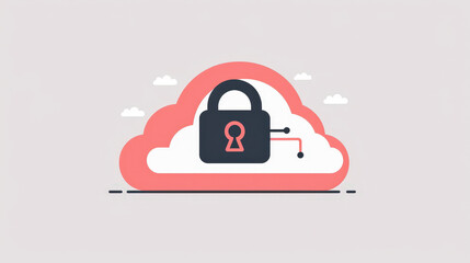 Fototapeta premium Secure cloud storage with padlock symbolizing data protection and privacy. image conveys sense of safety and reliability in digital services