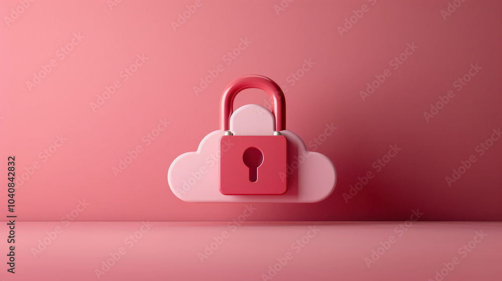 Aufkleber cloud symbol with padlock represents security and protection in digital environment. This visual emphasizes importance of safeguarding data in cloud