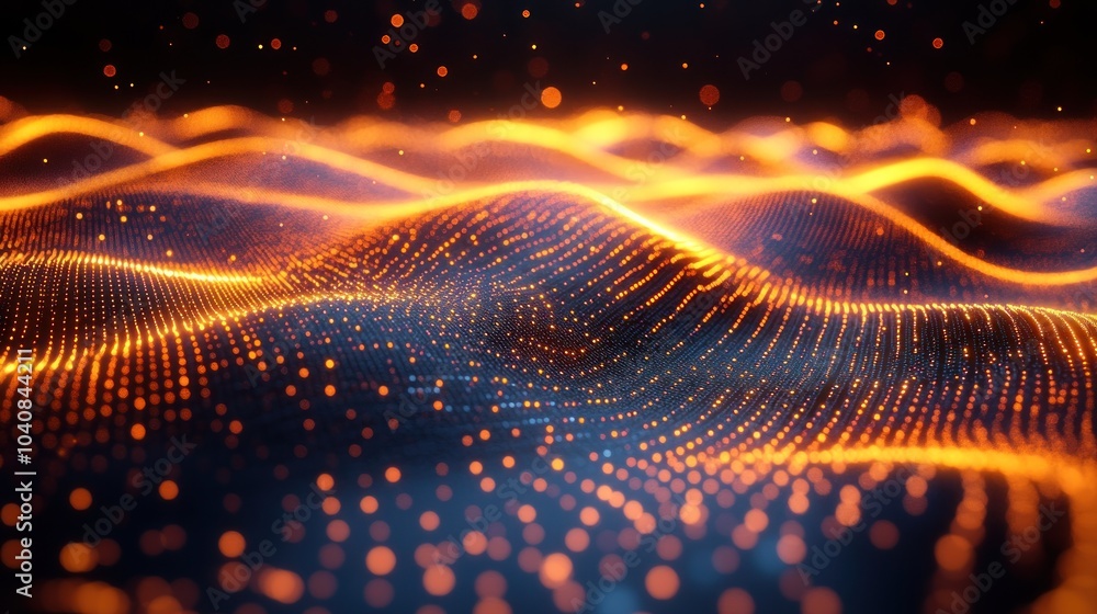 Poster abstract waves of light and particles create a dynamic visual effect.