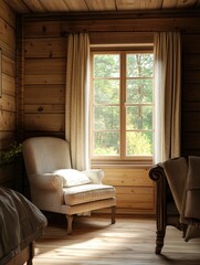 Fototapeta premium Cozy Cabin Bedroom