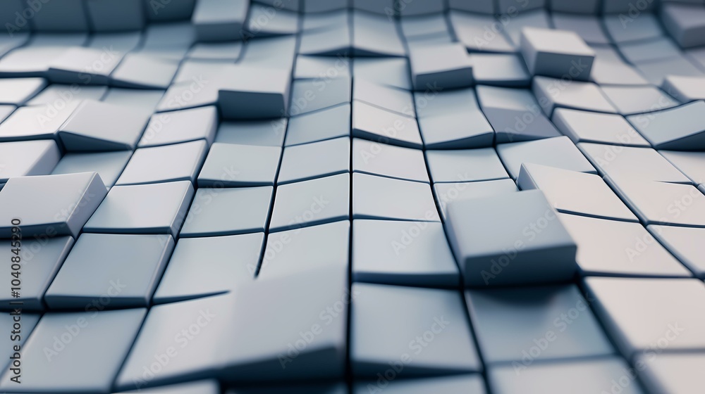 Poster the image shows a close-up of a blue, abstract, tiled pattern, seemingly made of square blocks. the 