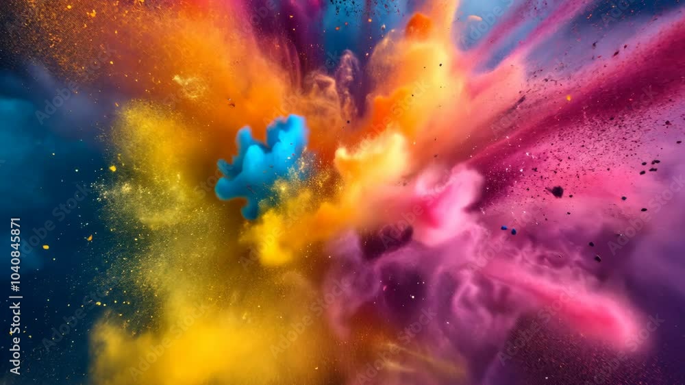 Poster a colorful explosion of paint creates a nebula-like effect in this abstract photograph