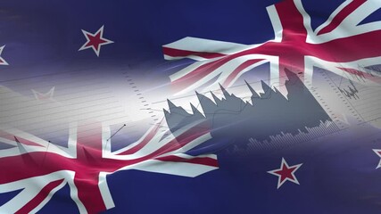 New Zealand flag - Waving flag on report analytics data statement - Powered by Adobe