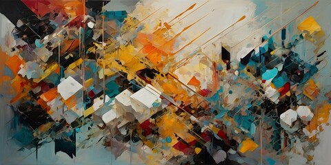 Fototapeta premium Glitching Emotion: Abstract Expressionism Meets Geometry